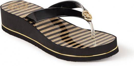 GUESS Enzy teenslippers goud zwart Damesschoenen