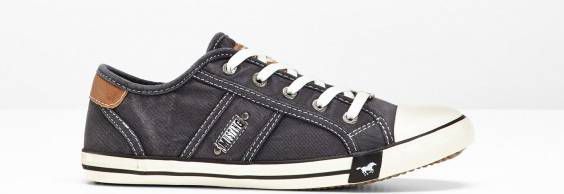 Mustang Sneakers , antraciet, textiel - Damesschoenen.nl