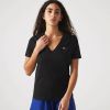 Lacoste T shirt dames T shirt met een V hals met logopatch op borsthoogte(1 delig ) online kopen