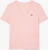 Lacoste T shirt dames T shirt met een V hals met logopatch op borsthoogte(1 delig ) online kopen
