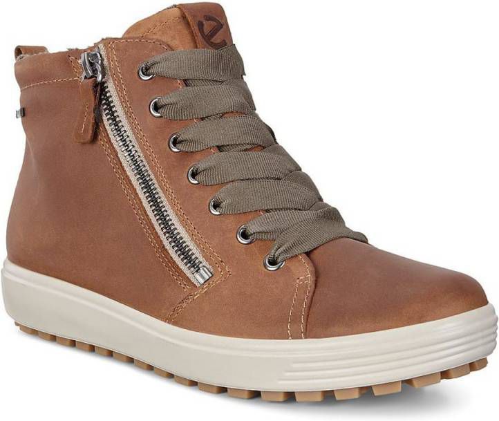 Bruine Ecco Veterschoenen Soft 7 Tred Mid - Damesschoenen.nl