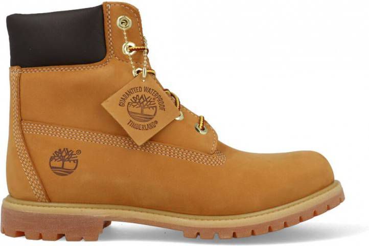 Timberland 6 inch premium platte veterlaarzen in tarwebeige Neutraal -  Damesschoenen.nl