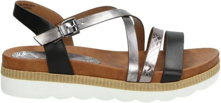 Marco Tozzi sandalen zwart/zilver - Damesschoenen.nl