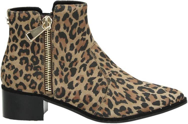 Steve Madden Dylles suÃ¨de enkellaarzen met panterprint - Damesschoenen.nl