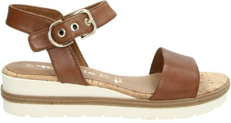 Tamaris leren sandalen bruin - Damesschoenen.nl