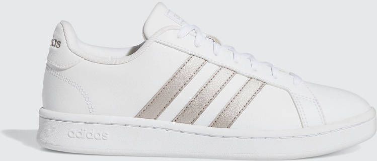 Witte adidas Sneakers Grand Court Zilveren Strepen - Damesschoenen.nl