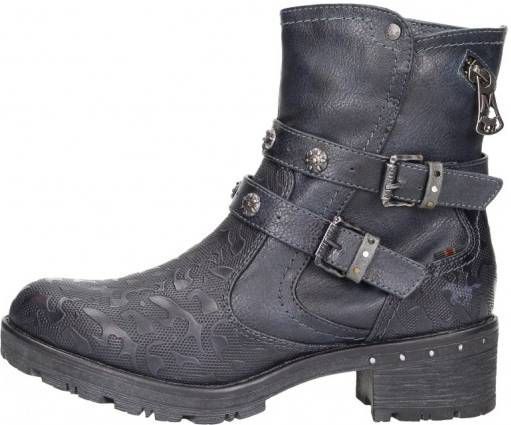 Mustang Blauwe Veterboots Dames Mustang Dames Enkellaarjses