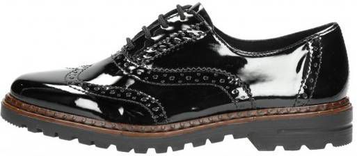 Rieker Dames Veterschoenen Zwartlak Zwart Lak - Damesschoenen.nl