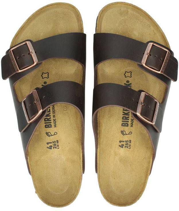 Birkenstock Arizona leren slippers bruin - Damesschoenen.nl