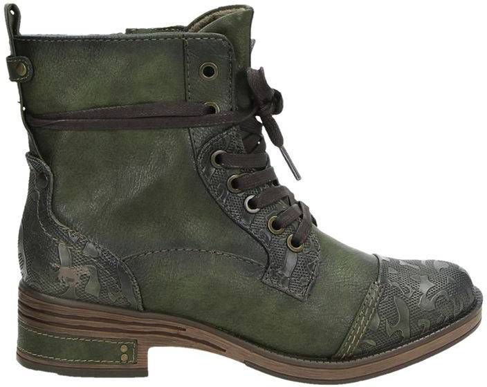 Mustang rits- \u0026 gesloten boots groen - Damesschoenen.nl