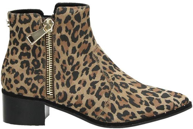 Steve Madden Dylles suÃ¨de enkellaarzen met panterprint - Damesschoenen.nl