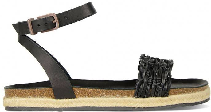 Fred de la Bretoniere Sandalen Espadrilles Sandal Natural Dyed Zwart Damesschoenen