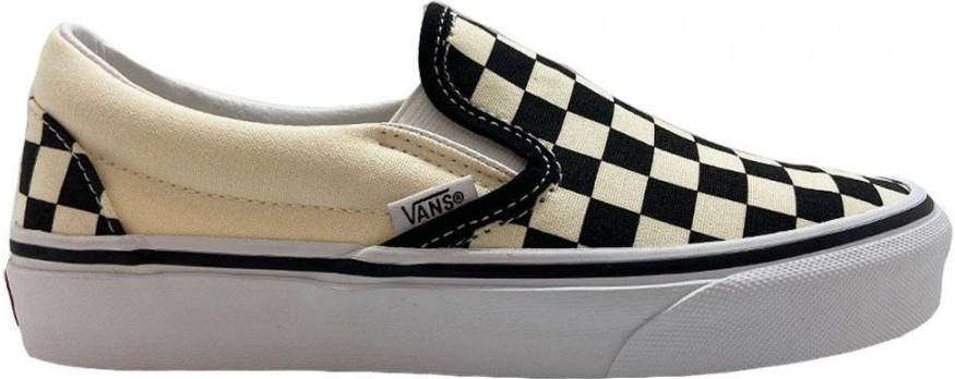 black and white checkered slip ons