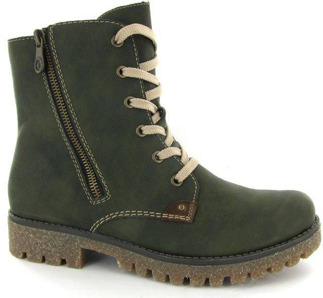 Rieker Veterboot Dames Groen/Kahki - Damesschoenen.nl