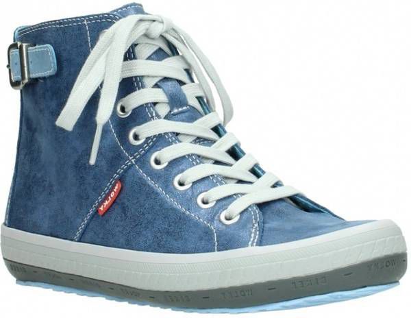 Hoge Sneakers Wolky 01225 Biker 70800 blauw leer - Damesschoenen.nl