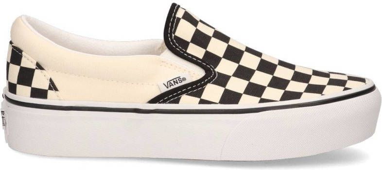 vans checkerboard slip on white on white