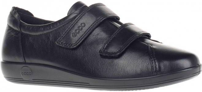 Ecco Comfort Soft 2.0 leren klittenbandschoenen zwart - Damesschoenen.nl