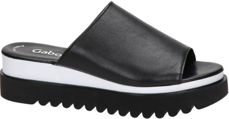 Gabor leren plateau slippers zwart online kopen