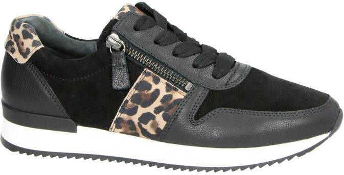 Gabor suède sneakers zwart/panterprint - Damesschoenen.nl