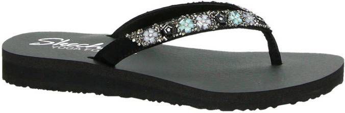 Skechers Cali Meditation teenslippers met sierstenen zwart -  Damesschoenen.nl